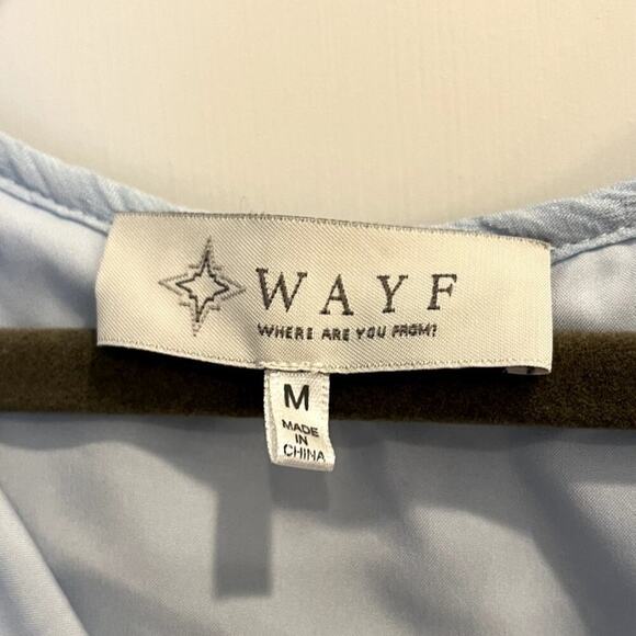 WAYF Size Medium M Light Blue Bubble Cropped Blouse - Picture 3 of 6